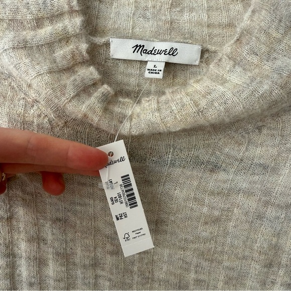 NWT Madewell Alpaca-Blend Mockneck Sweater Heather Stone - Picture 5 of 8